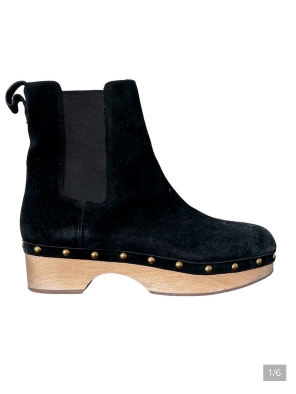 J. Crew Black Suede Leather Studded‎ Clog Boots Size 10.5